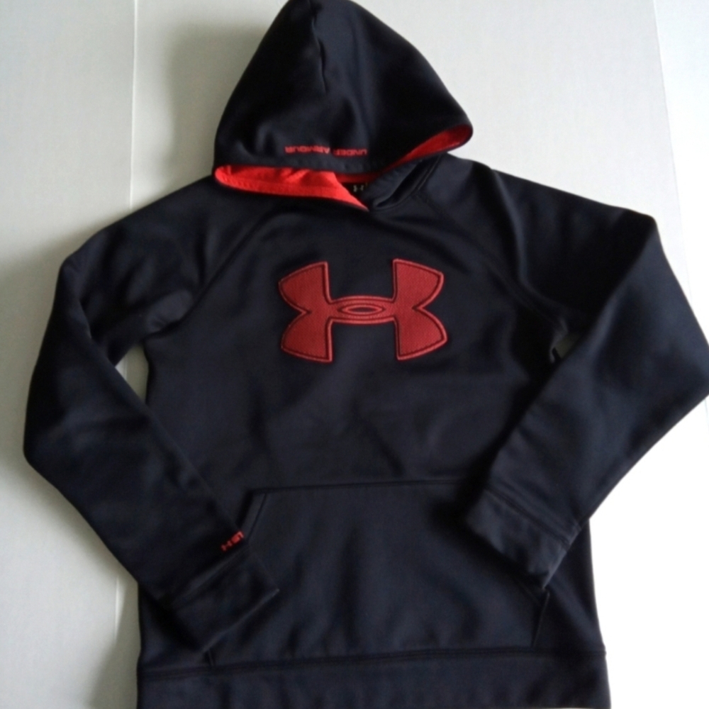 Under Armour Black and Red Hoodie Kids Large